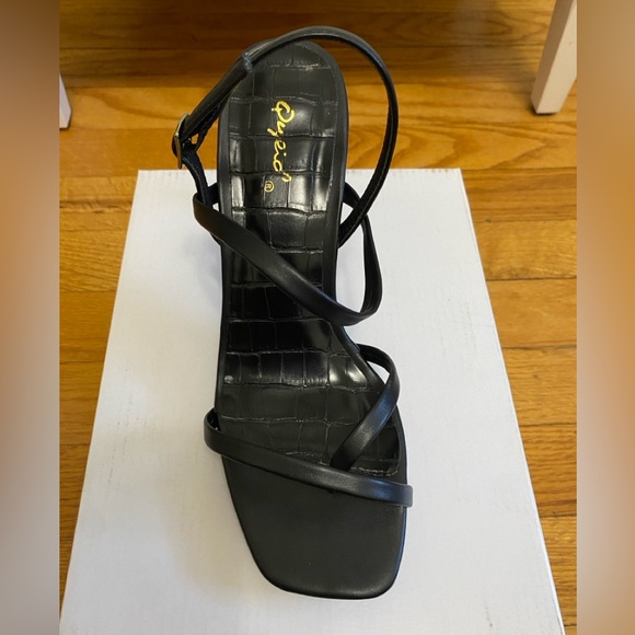 Black Strappy Slingback Heels - Picture 1 of 4